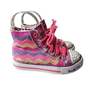 Skechers Twinkle Toes Pink Multi Color Sequins Sparkles High Top Sneakers 12.5
